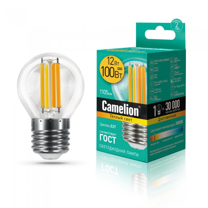  Camelion   LED12-G45-FL/830/E27