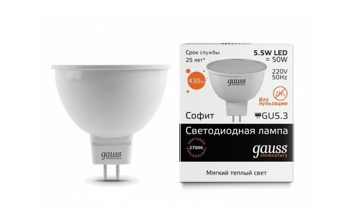  Gauss  Elementary LED MR16 GU5.3 5.5W 430lm 3000