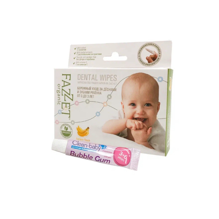  Fazzet     Organic Dental Wipes 8 . +   Bubble Gum