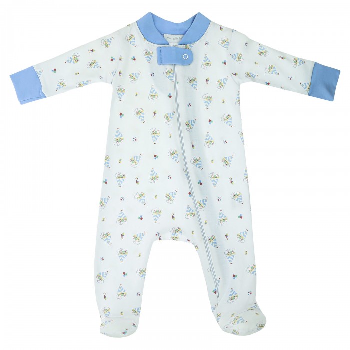  Magnolia baby  Vintage Sailboat Printed Zipped Footie 837-428P