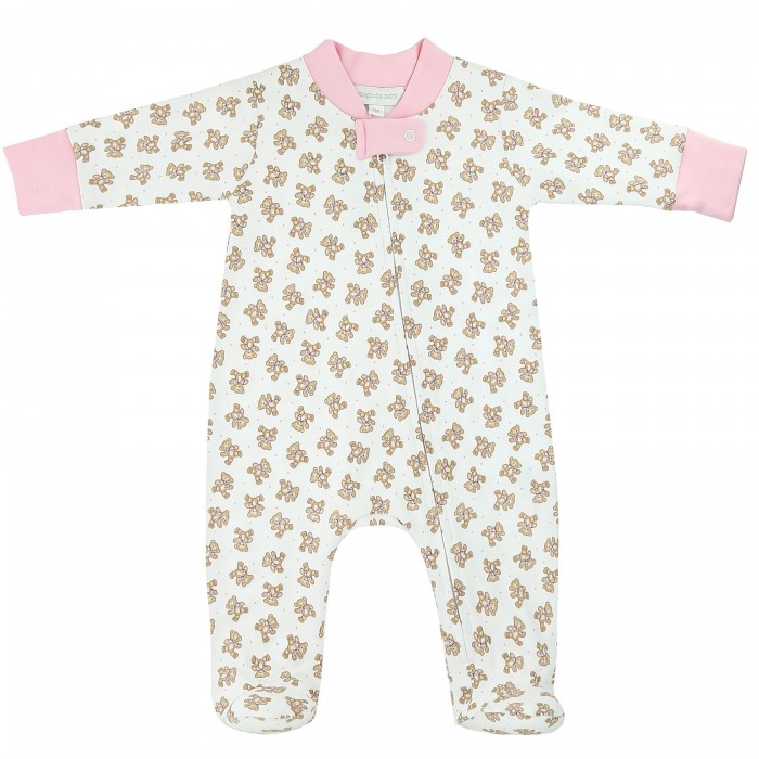  Magnolia baby  Vintage Teddy Printed Zipped Footie 650-428P