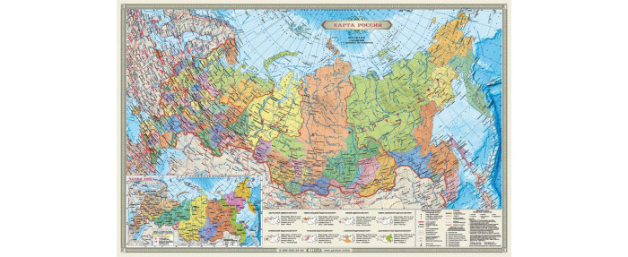 Геодом Карта настольная Российская Федерация П/А Субъекты федерации 58х38 см