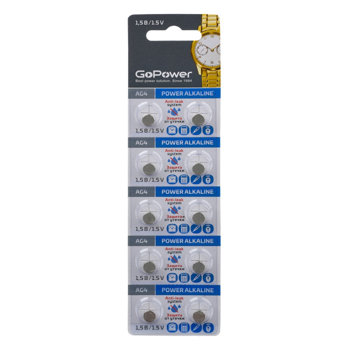  GoPower  G4/LR626/LR66/377A/177 BL10 Alkaline 1.5V 10 .