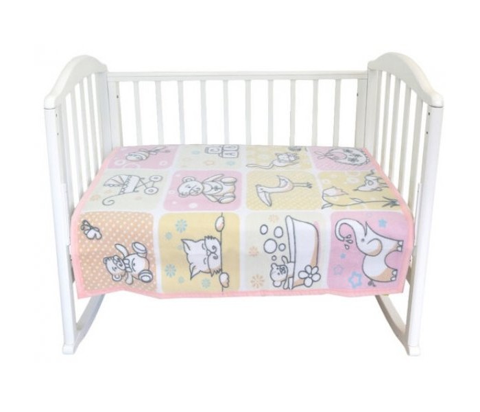 Одеяло Baby Nice (ОТК) байковое Веселые картинки 85х115 см (Розовый)