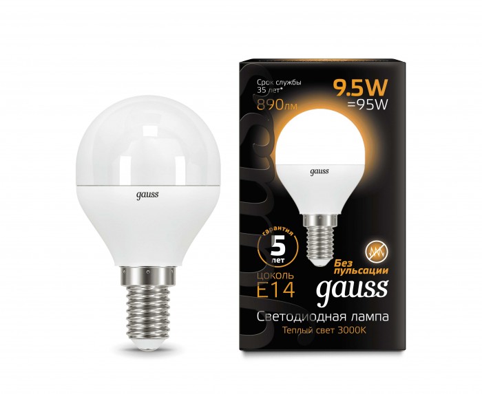  Gauss   LED E14 9.5W 890lm 3000K