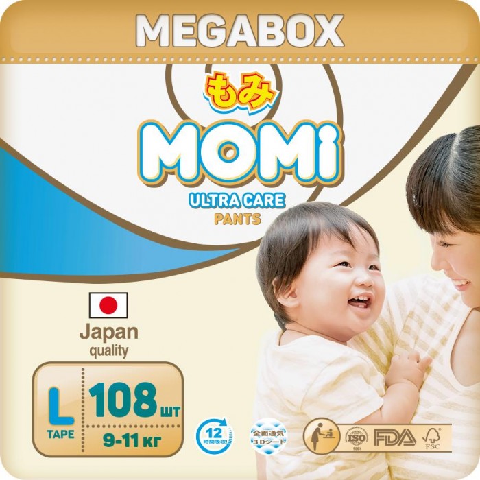  Momi  Ultra Care Megabox L (9-14 ) 108 .