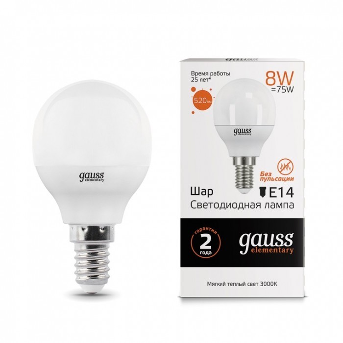  Gauss   Elementary LED 8W E14 520lm 3000K