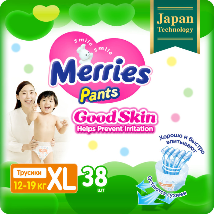  Merries Good Skin -    XL (12-19 ) 38 .